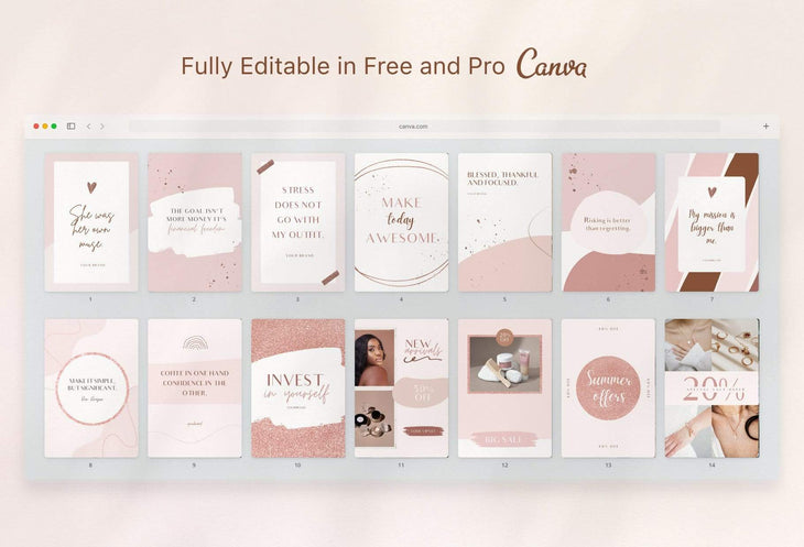 Ladystrategist 30+ Pinterest Engagement Pins - Editable Canva Templates Rose Gold instagram canva templates social media templates etsy free canva templates