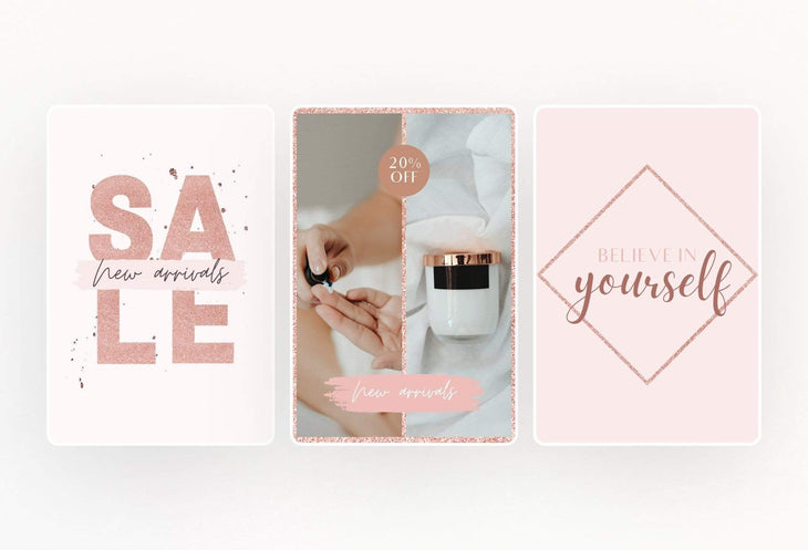 Ladystrategist 30+ Pinterest Engagement Pins - Editable Canva Templates Rose Gold V2 instagram canva templates social media templates etsy free canva templates
