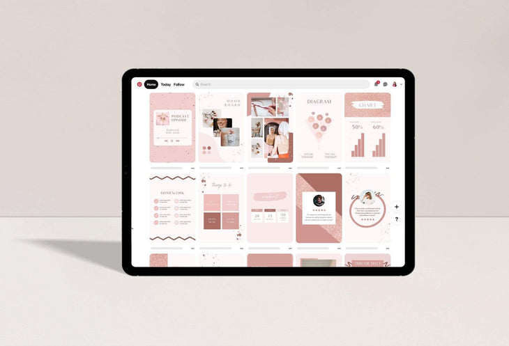 Ladystrategist 30+ Pinterest Engagement Pins - Editable Canva Templates Rose Gold V2 instagram canva templates social media templates etsy free canva templates