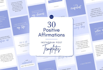 Ladystrategist 30 Positive Affirmations Instagram Post Canva Templates instagram canva templates social media templates etsy free canva templates