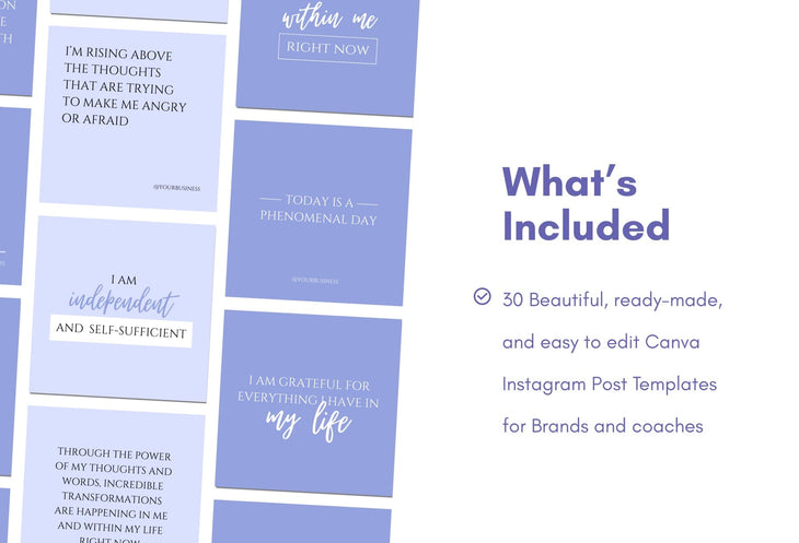 Ladystrategist 30 Positive Affirmations Instagram Post Canva Templates instagram canva templates social media templates etsy free canva templates