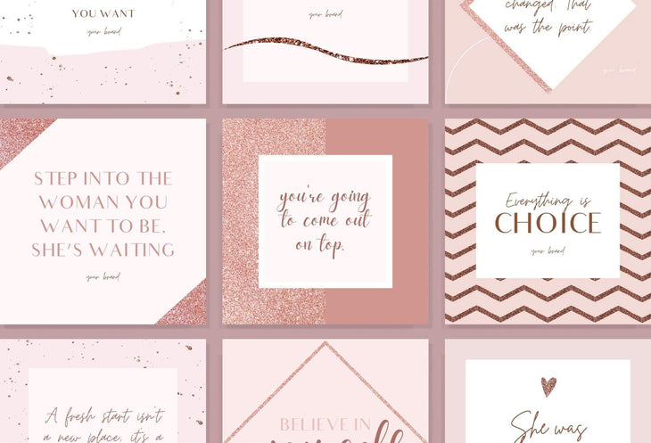 Ladystrategist 30 Quotes Rose Gold Instagram Engagement Booster Post Canva Templates instagram canva templates social media templates etsy free canva templates