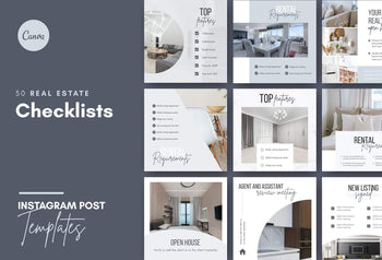Ladystrategist 30 Real Estate Checklists - Instagram Post Canva Templates instagram canva templates social media templates etsy free canva templates