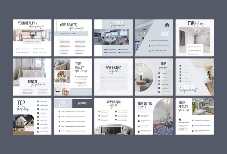 Ladystrategist 30 Real Estate Checklists - Instagram Post Canva Templates instagram canva templates social media templates etsy free canva templates
