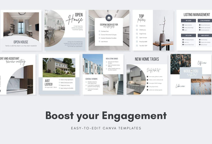 Ladystrategist 30 Real Estate Checklists - Instagram Post Canva Templates instagram canva templates social media templates etsy free canva templates