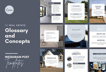 Ladystrategist 30 Real Estate Glossary and Concepts - Instagram Post Canva Templates instagram canva templates social media templates etsy free canva templates
