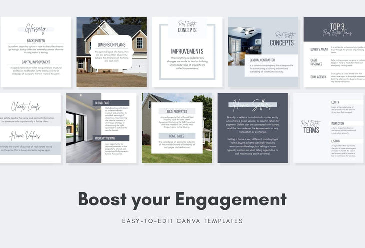 Ladystrategist 30 Real Estate Glossary and Concepts - Instagram Post Canva Templates instagram canva templates social media templates etsy free canva templates