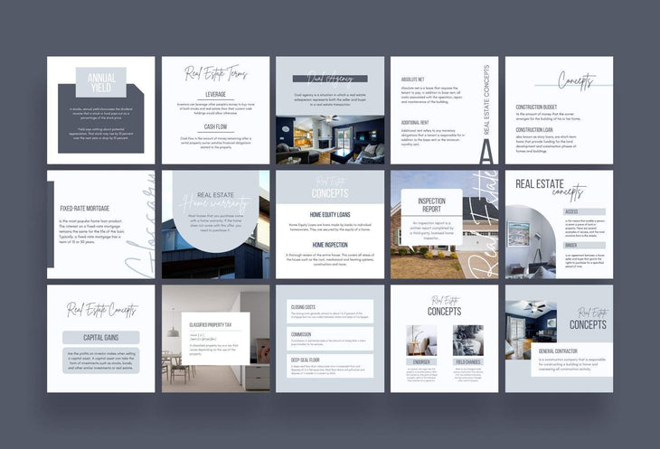 Ladystrategist 30 Real Estate Glossary and Concepts - Instagram Post Canva Templates instagram canva templates social media templates etsy free canva templates