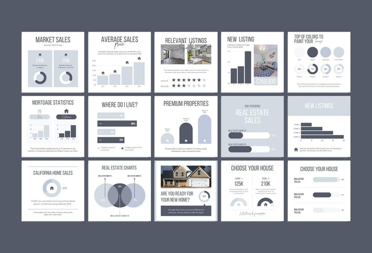 Ladystrategist 30 Real Estate Infographics - Instagram Post Canva Templates instagram canva templates social media templates etsy free canva templates