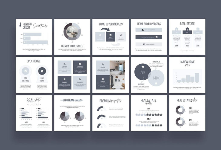Ladystrategist 30 Real Estate Infographics - Instagram Post Canva Templates instagram canva templates social media templates etsy free canva templates