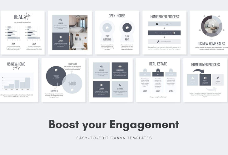 Ladystrategist 30 Real Estate Infographics - Instagram Post Canva Templates instagram canva templates social media templates etsy free canva templates