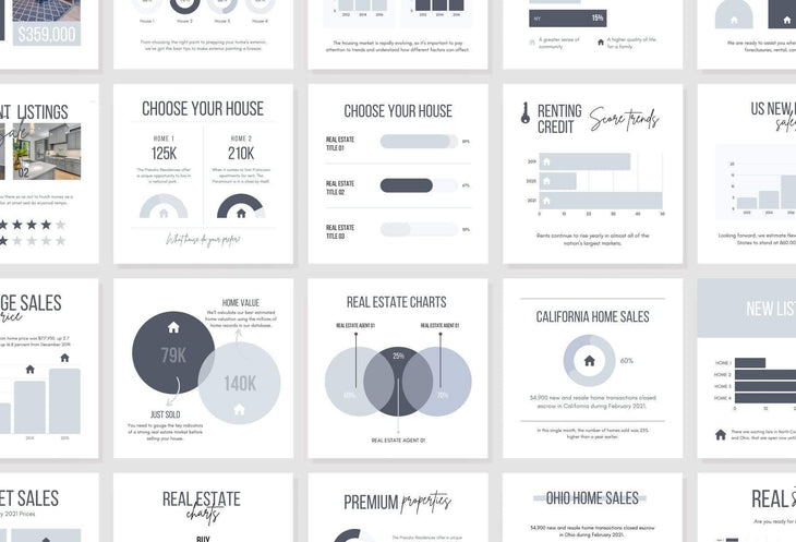 Ladystrategist 30 Real Estate Infographics - Instagram Post Canva Templates instagram canva templates social media templates etsy free canva templates