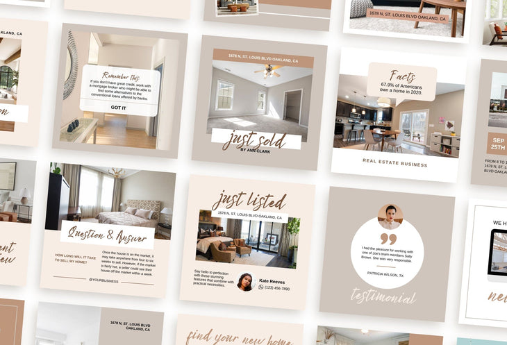Ladystrategist 30 Real Estate Infographics Instagram Post Canva Templates V2 instagram canva templates social media templates etsy free canva templates