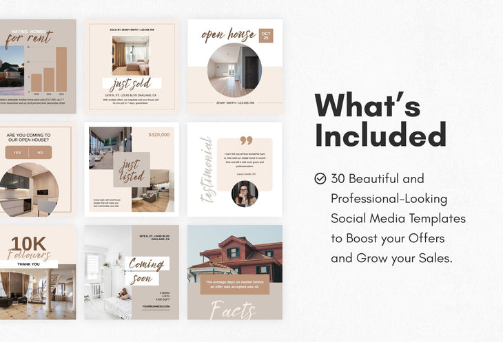 Ladystrategist 30 Real Estate Infographics Instagram Post Canva Templates V2 instagram canva templates social media templates etsy free canva templates