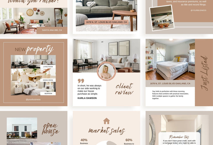 Ladystrategist 30 Real Estate Infographics Instagram Post Canva Templates V2 instagram canva templates social media templates etsy free canva templates