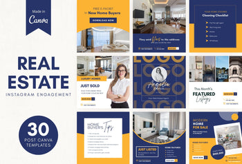 Ladystrategist 30 Real Estate Instagram Engagement Post Canva Templates instagram canva templates social media templates etsy free canva templates