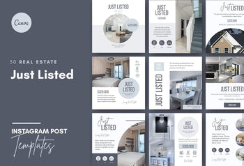 Ladystrategist 30 Real Estate Just Listed - Instagram Post Canva Templates instagram canva templates social media templates etsy free canva templates