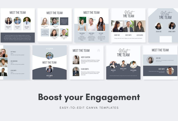 Ladystrategist 30 Real Estate Meet the Team - Instagram Post Canva Templates instagram canva templates social media templates etsy free canva templates