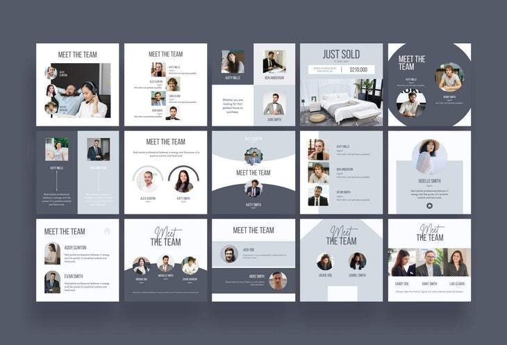 Ladystrategist 30 Real Estate Meet the Team - Instagram Post Canva Templates instagram canva templates social media templates etsy free canva templates