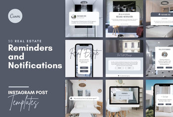 Ladystrategist 30 Real Estate Reminders and Notifications - Instagram Post Canva Templates instagram canva templates social media templates etsy free canva templates