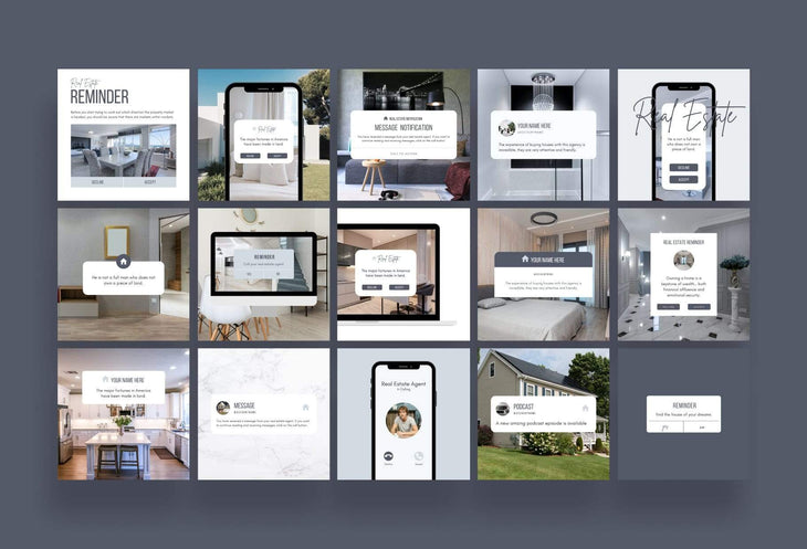 Ladystrategist 30 Real Estate Reminders and Notifications - Instagram Post Canva Templates instagram canva templates social media templates etsy free canva templates