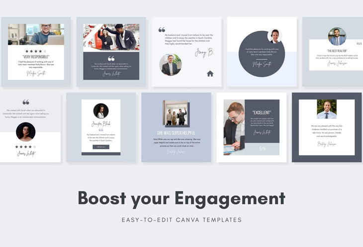 Ladystrategist 30 Real Estate Testimonials - Instagram Post Canva Templates instagram canva templates social media templates etsy free canva templates