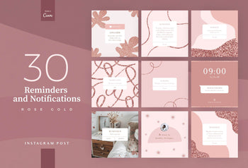 Ladystrategist 30 Reminders and Notifications Rose Gold Instagram Engagement Booster Post Canva Templates instagram canva templates social media templates etsy free canva templates