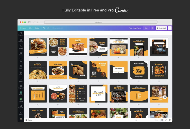 Ladystrategist 30 Restaurant Instagram Post Canva Templates instagram canva templates social media templates etsy free canva templates