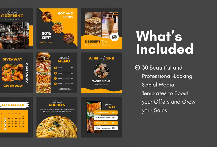 Ladystrategist 30 Restaurant Instagram Post Canva Templates instagram canva templates social media templates etsy free canva templates