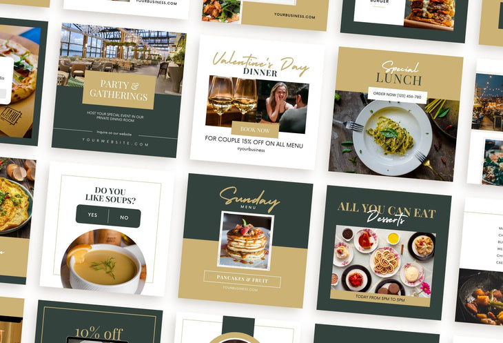 Ladystrategist 30 Restaurant Instagram Post Canva Templates V2 instagram canva templates social media templates etsy free canva templates
