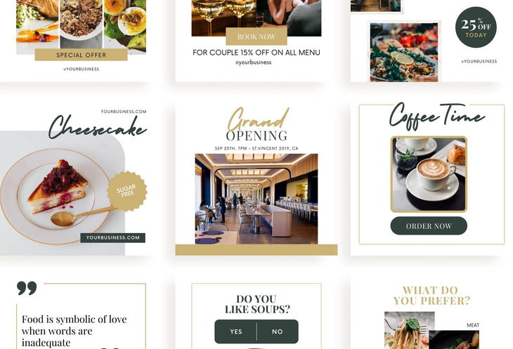 Ladystrategist 30 Restaurant Instagram Post Canva Templates V2 instagram canva templates social media templates etsy free canva templates