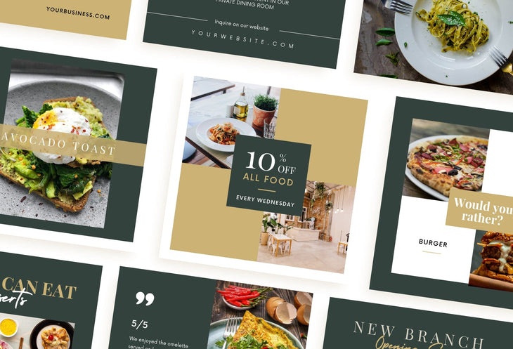 Ladystrategist 30 Restaurant Instagram Post Canva Templates V2 instagram canva templates social media templates etsy free canva templates