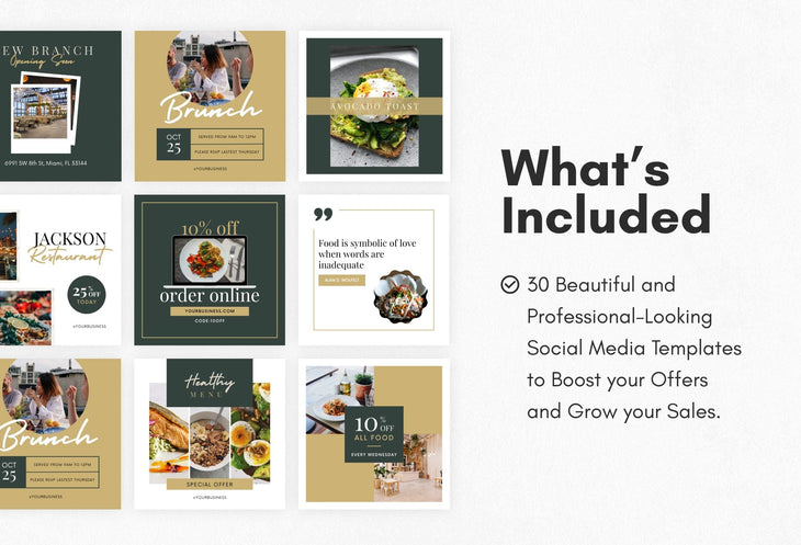 Ladystrategist 30 Restaurant Instagram Post Canva Templates V2 instagram canva templates social media templates etsy free canva templates