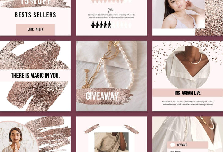 Ladystrategist 30 Rose Gold Bold Instagram Post Canva Templates instagram canva templates social media templates etsy free canva templates