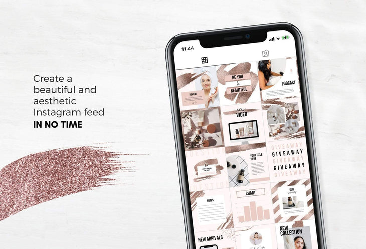 Ladystrategist 30 Rose Gold Bold Instagram Post Canva Templates instagram canva templates social media templates etsy free canva templates