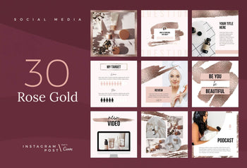 Ladystrategist 30 Rose Gold Bold Instagram Post Canva Templates instagram canva templates social media templates etsy free canva templates