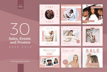 Ladystrategist 30 Sales Events and Promos Rose Gold Instagram Engagement Booster Post Canva Templates instagram canva templates social media templates etsy free canva templates