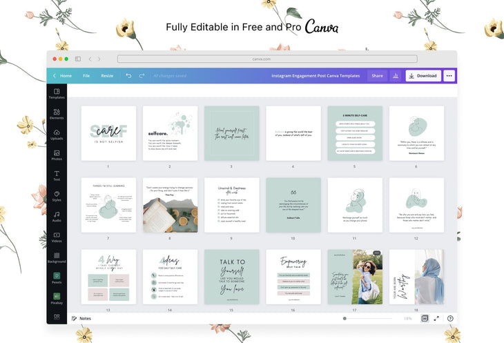 Ladystrategist 30 Self Care Instagram Post Canva Templates instagram canva templates social media templates etsy free canva templates