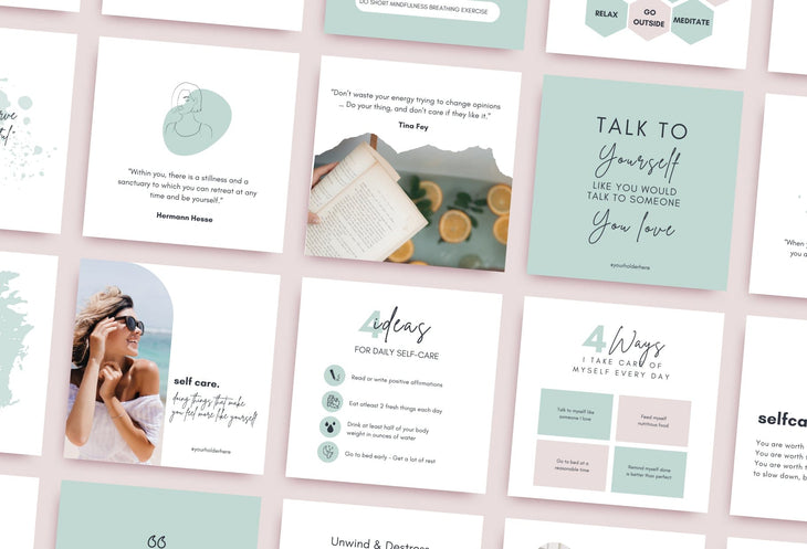 Ladystrategist 30 Self Care Instagram Post Canva Templates instagram canva templates social media templates etsy free canva templates