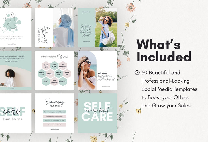 Ladystrategist 30 Self Care Instagram Post Canva Templates instagram canva templates social media templates etsy free canva templates