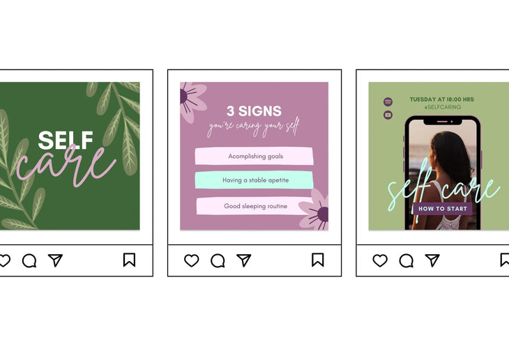Ladystrategist 30 Self Care Instagram Post Canva Templates V2 instagram canva templates social media templates etsy free canva templates