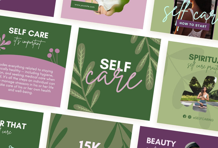 Ladystrategist 30 Self Care Instagram Post Canva Templates V2 instagram canva templates social media templates etsy free canva templates