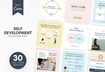 Ladystrategist 30 Self Development Instagram Post Canva Templates V2 instagram canva templates social media templates etsy free canva templates