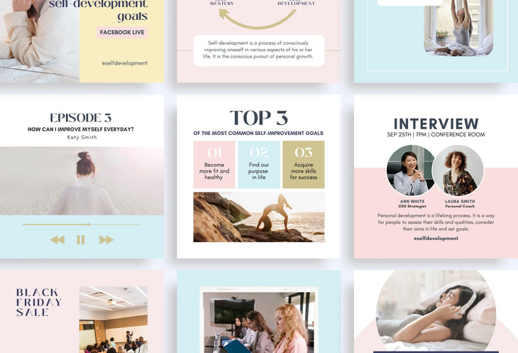 Ladystrategist 30 Self Development Instagram Post Canva Templates V2 instagram canva templates social media templates etsy free canva templates