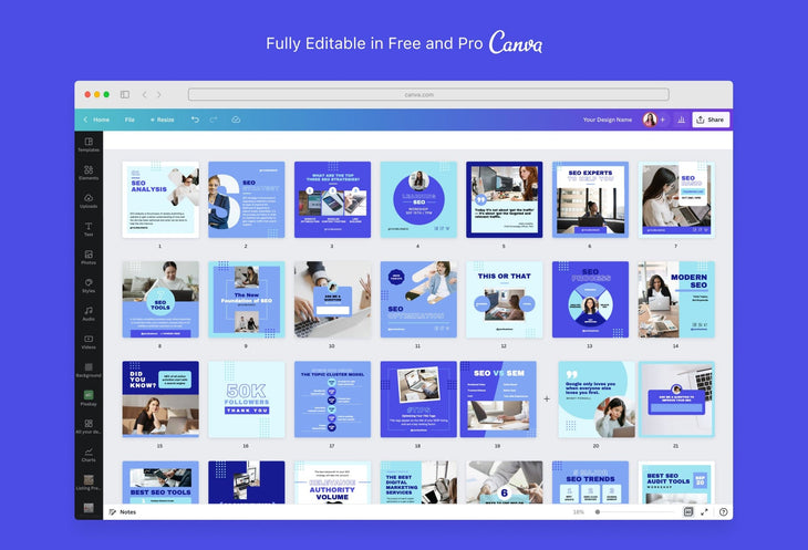 Ladystrategist 30 SEO Instagram Post Canva Templates instagram canva templates social media templates etsy free canva templates