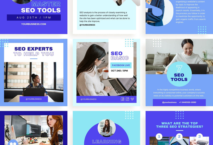 Ladystrategist 30 SEO Instagram Post Canva Templates instagram canva templates social media templates etsy free canva templates
