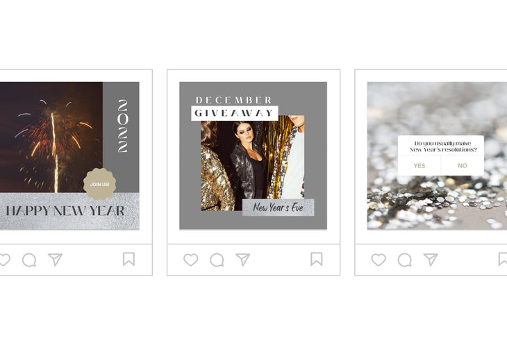 Ladystrategist 30 Silver New Year Instagram Post Canva Templates instagram canva templates social media templates etsy free canva templates