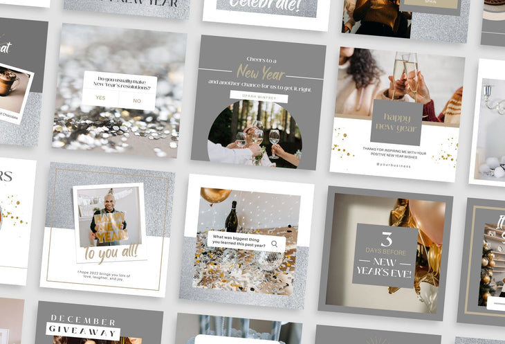 Ladystrategist 30 Silver New Year Instagram Post Canva Templates instagram canva templates social media templates etsy free canva templates