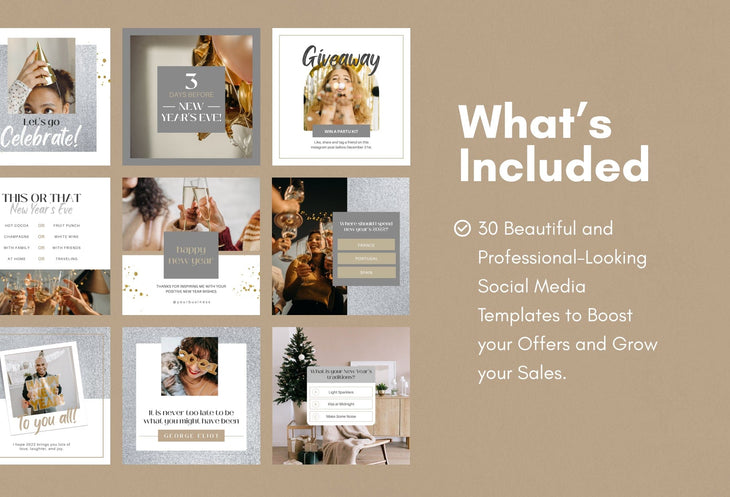 Ladystrategist 30 Silver New Year Instagram Post Canva Templates instagram canva templates social media templates etsy free canva templates