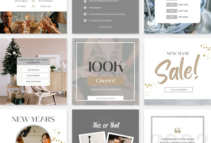 Ladystrategist 30 Silver New Year Instagram Post Canva Templates instagram canva templates social media templates etsy free canva templates